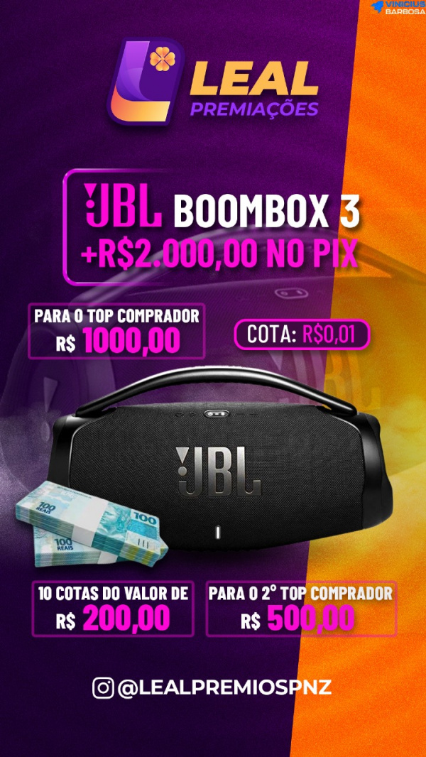Bombox 3 lacrada + 2.000,00 reais 